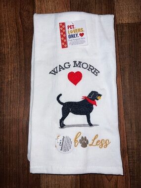 White 'Wag More' Dog Kitchen Towel